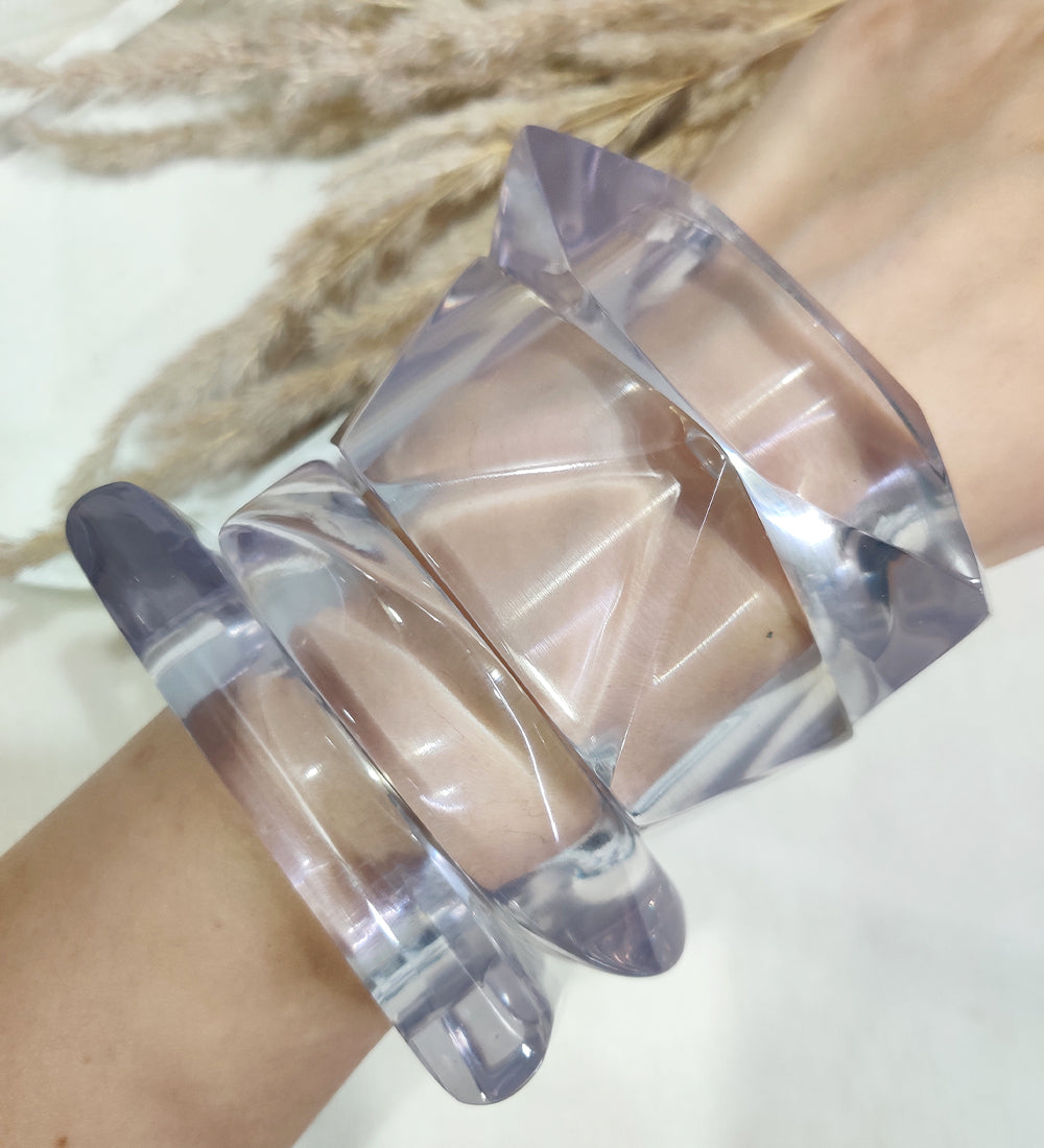 Transparent Chunky Bangle Stack Set