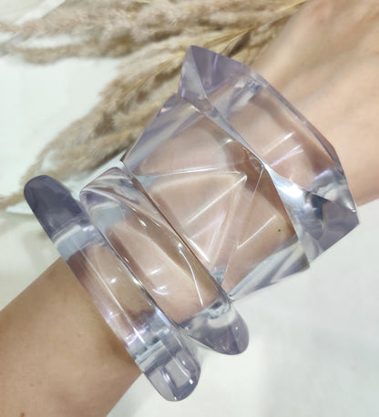 Transparent Chunky Bangle Stack Set