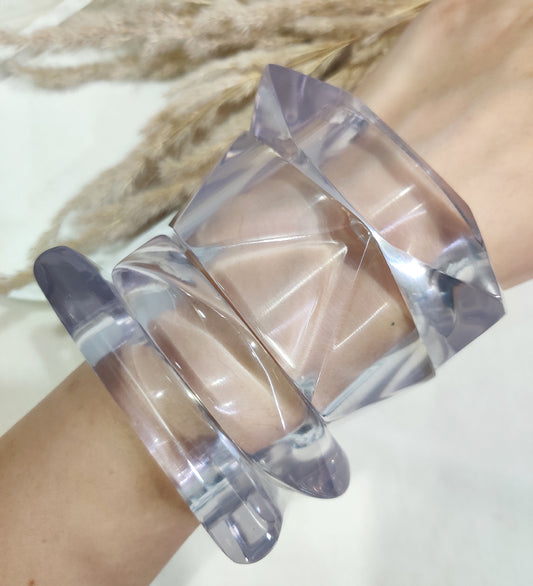 Transparent Chunky Bangle Stack Set