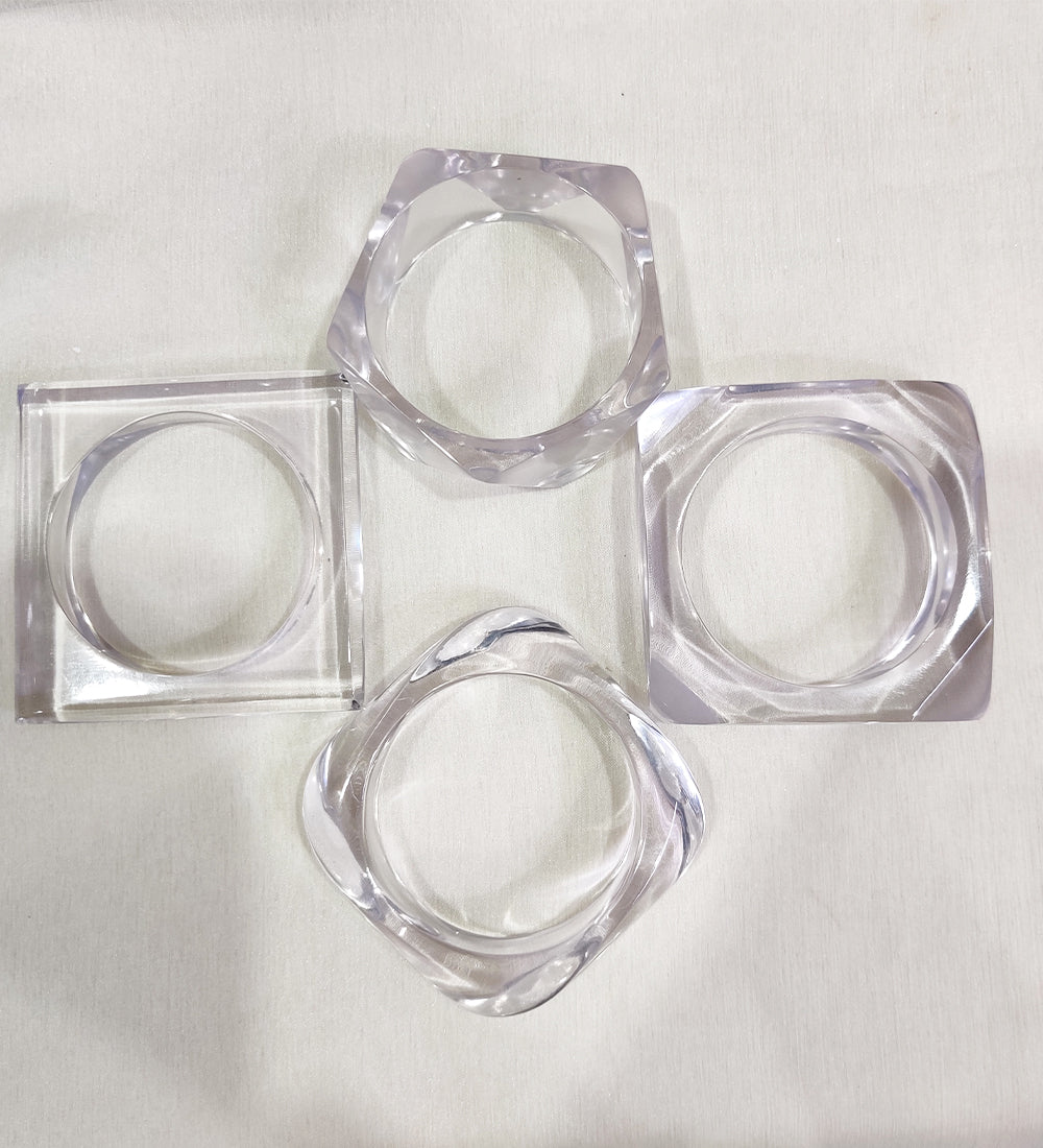 Transparent Chunky Bangle Stack Set