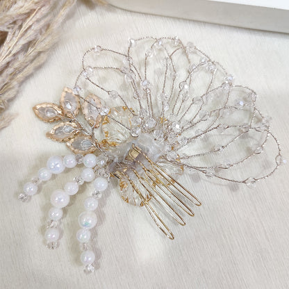 Silver Petal Crystal Hair Comb