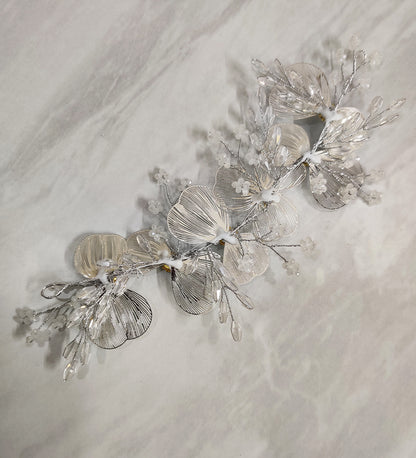 Silver Metallic Flower Hair Vein