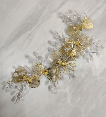 Golden Metallic Flower Hair Vein