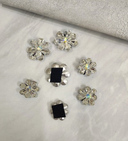 Silver Flower Velcro Stickon