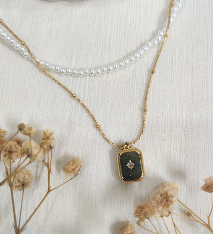 Pearl and Gold Double Layered Pendent Chain