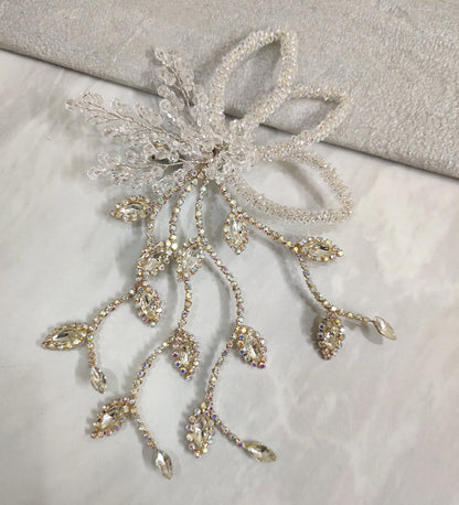 Silver Crystal flower Rhinestone Clip