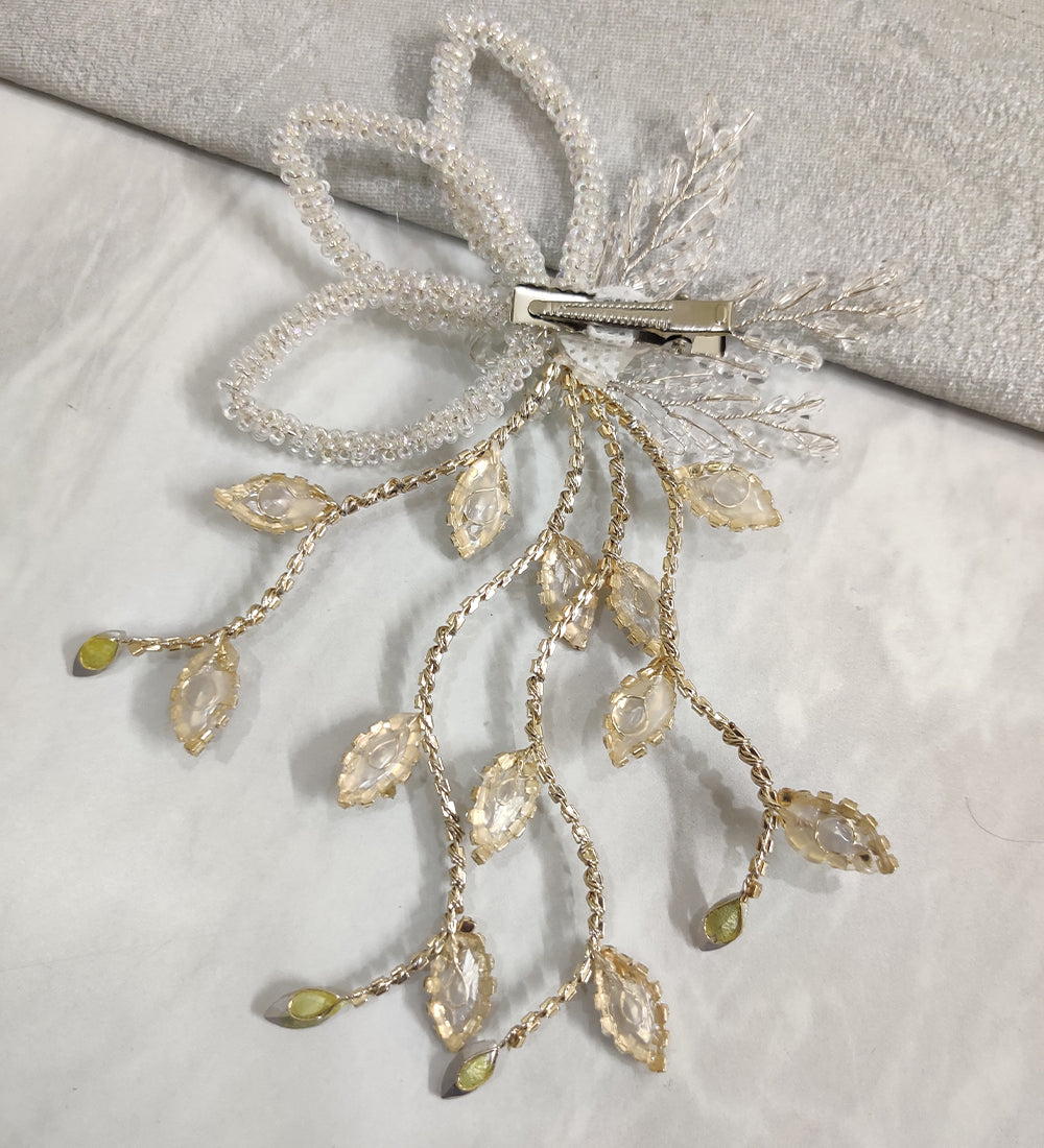 Silver Crystal flower Rhinestone Clip