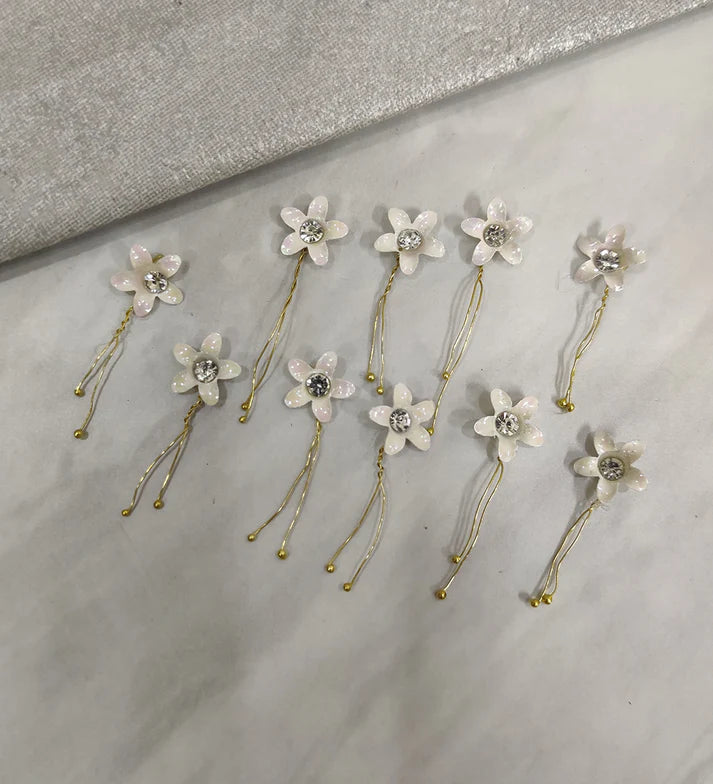 Wedding Hair Accessories Combo Set – Floral Pins, Butterfly Clips & Coin Charms