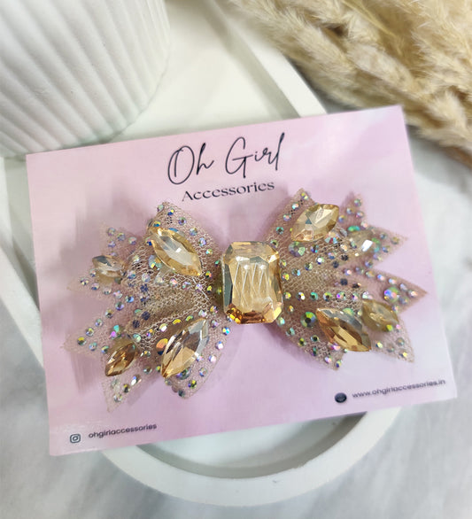 Small Golden Crystal and Net Bow