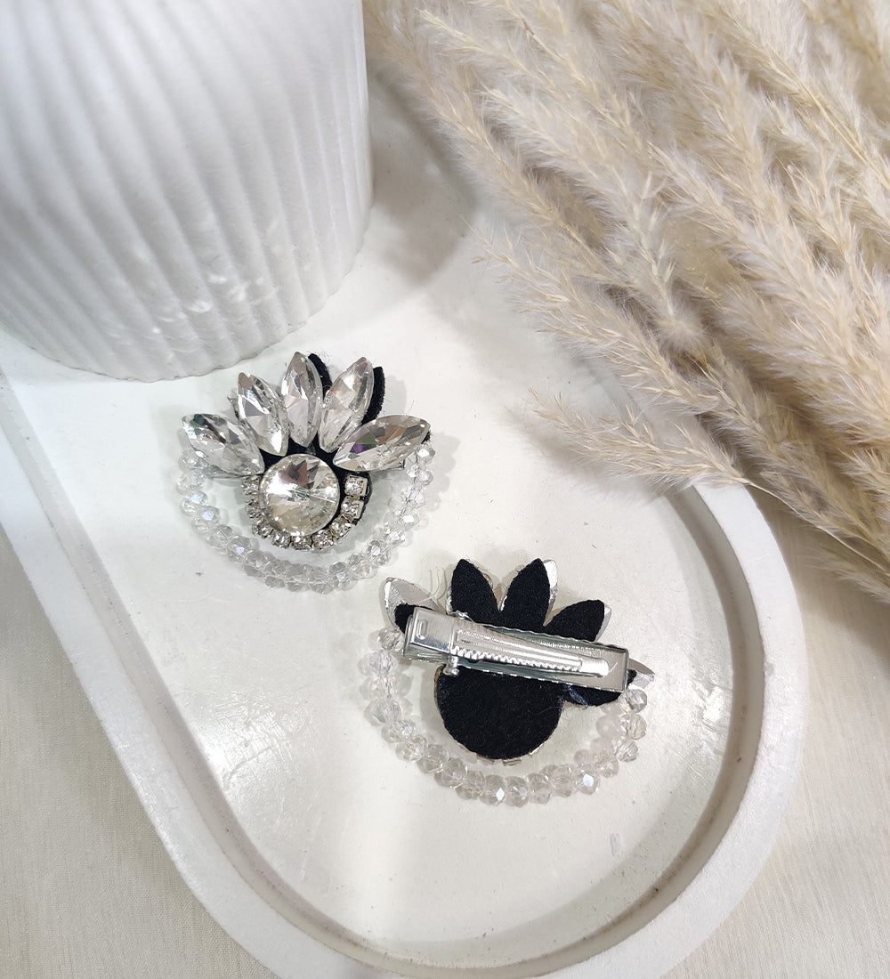 Silver Petal Shine Clips