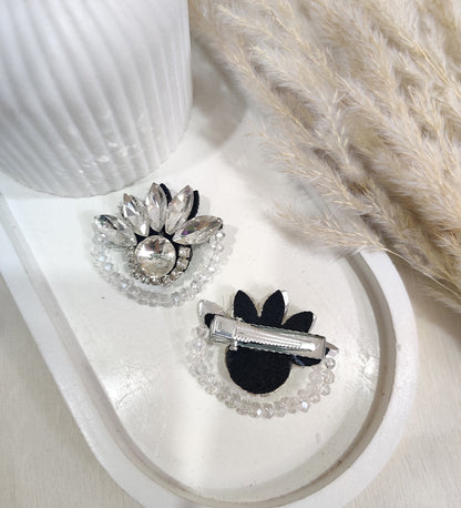Silver Petal Shine Clips