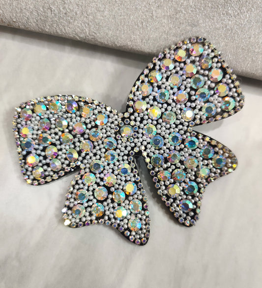 Rainbow Stone and Pearl Bow Hair Clip