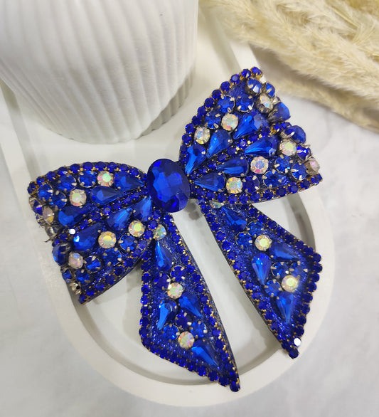 Blue Crystal Bow Hair Clip