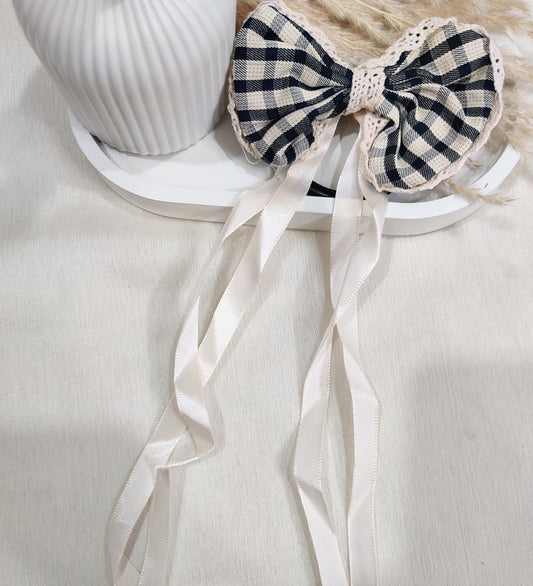 Black Bow and Ribbon Tassel Hair Ties