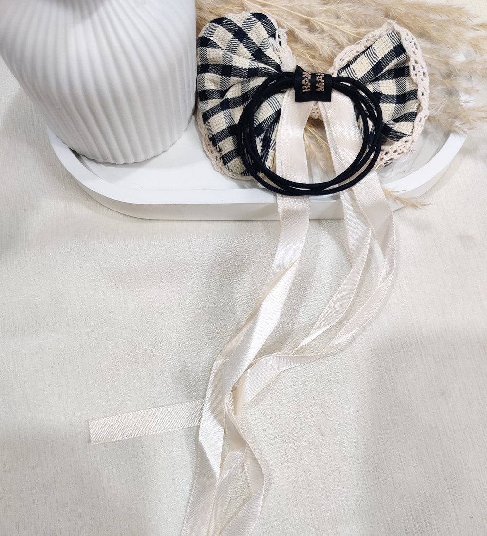 Black Bow and Ribbon Tassel Hair Ties