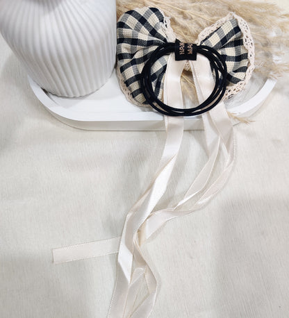 Black Bow and Ribbon Tassel Hair Ties