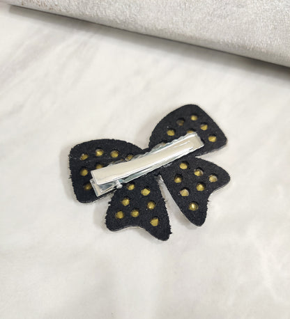 Silver Stone Bow Hair Clip