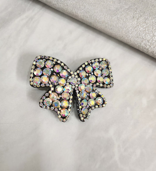 Rainbow Stone Bow  Hair Clip