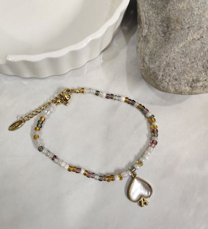 Heart Charm Beaded Bracelet