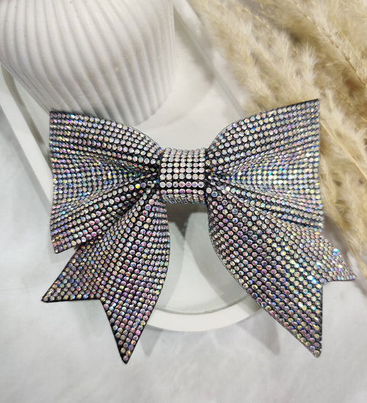 Glam Rhinestone Bow with Alligator Clip -Multicolour
