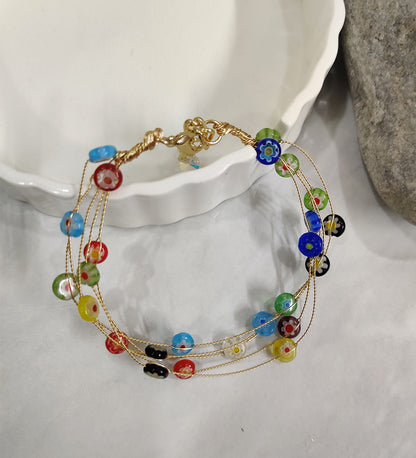 Multi Colour Flower Bracelet