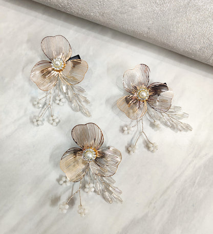 Golden Flower Hair Clip (Set of 3)