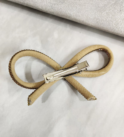 Golden Crystal Hair Bow Slider Clip