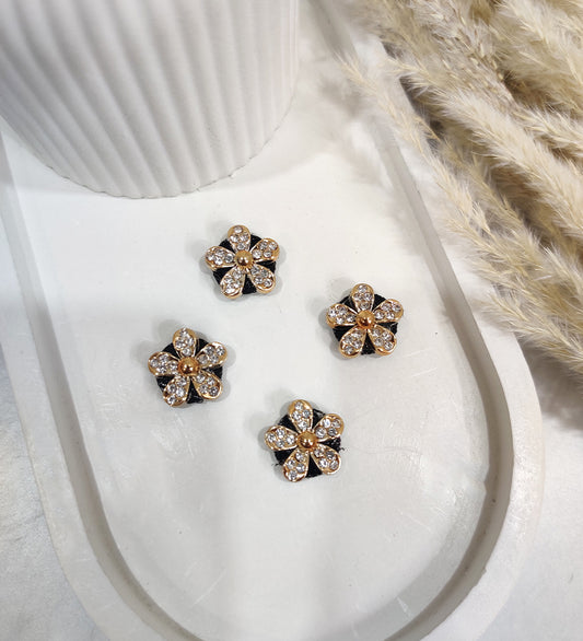 Small Stone Studded Flower Hair Stick-on (Pack of 4)