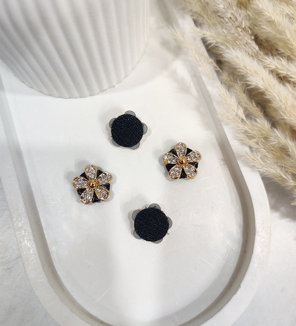 Small Stone Studded Flower Hair Stick-on (Pack of 4)