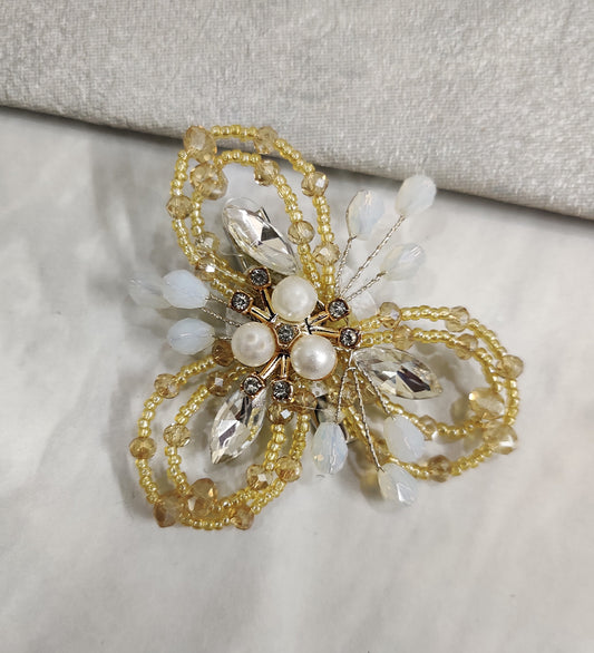 Golden Flower Crystal Hair Clip