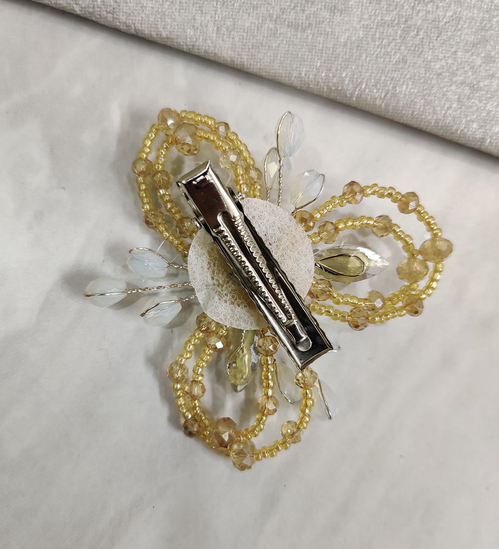 Golden Flower Crystal Hair Clip
