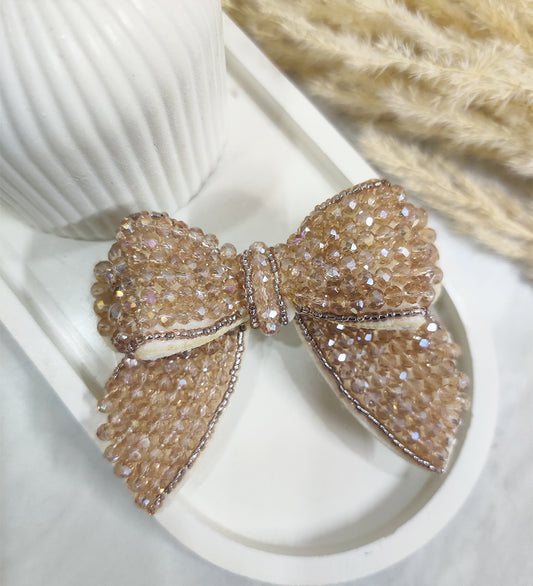 Double Layered Golden Hair Bow Clip