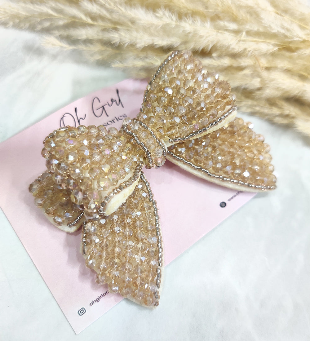 Double Layered Golden Hair Bow Clip