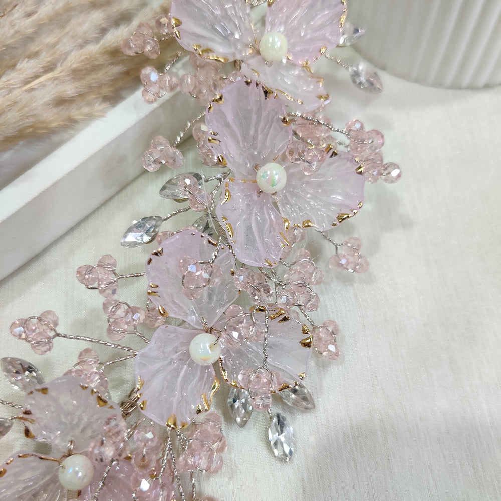 Pink Bloom Pearl Hair Vine