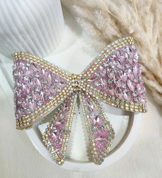 Pink Stone Bow Clip