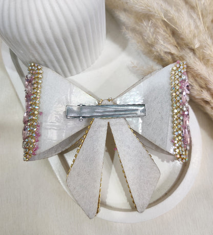 Pink Stone Bow Clip
