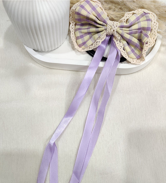 Purple Bow and Ribbon Tassel Hair Ties