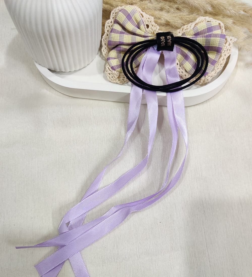 Purple Bow and Ribbon Tassel Hair Ties