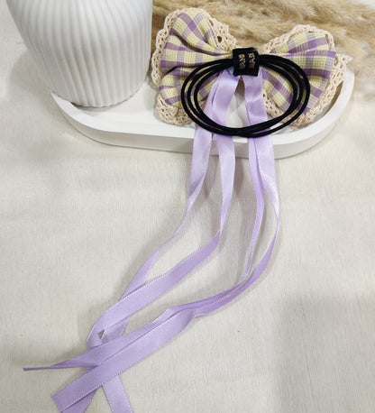 Purple Bow and Ribbon Tassel Hair Ties
