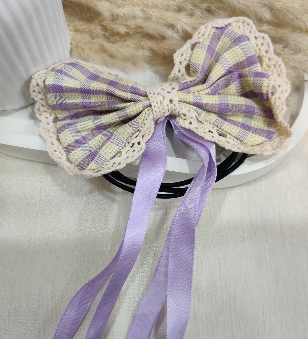 Purple Bow and Ribbon Tassel Hair Ties