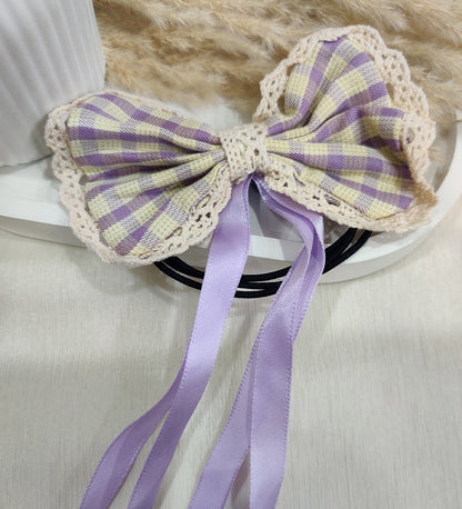 Purple Bow and Ribbon Tassel Hair Ties