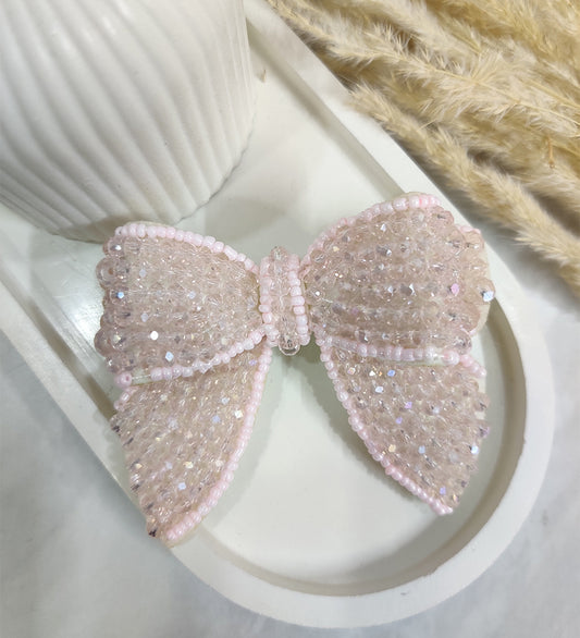 Double Layered Baby Pink Hair Bow Clip