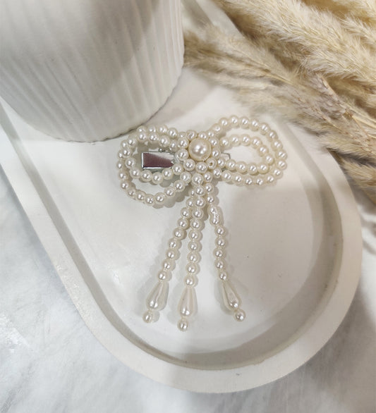 Small Pearl Tassel Bow Hair clip