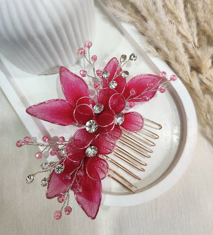 Pink Floral Elegance Hair Comb