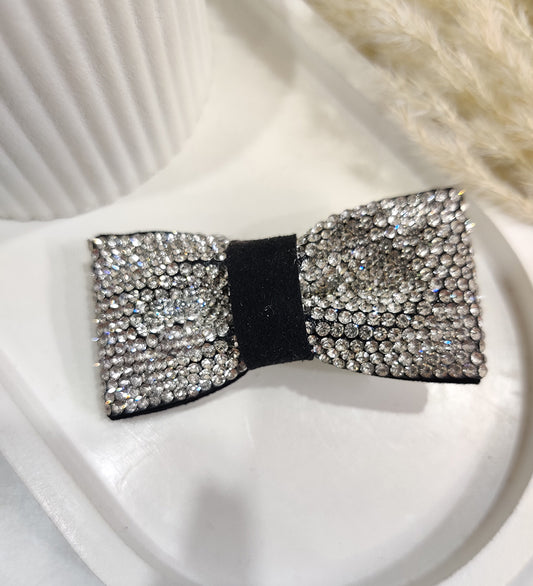 Black Small Rhinestone Bow Hair Clip