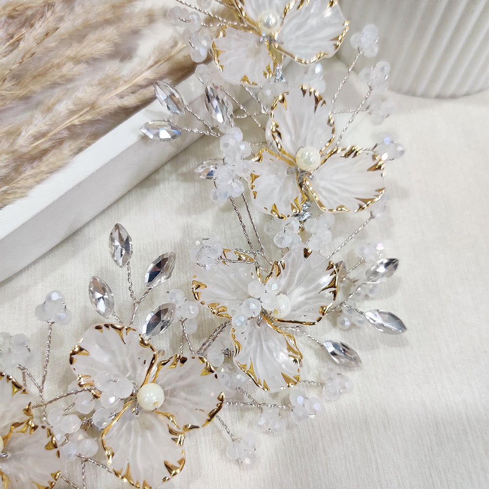 White Bloom Pearl Hair Vine