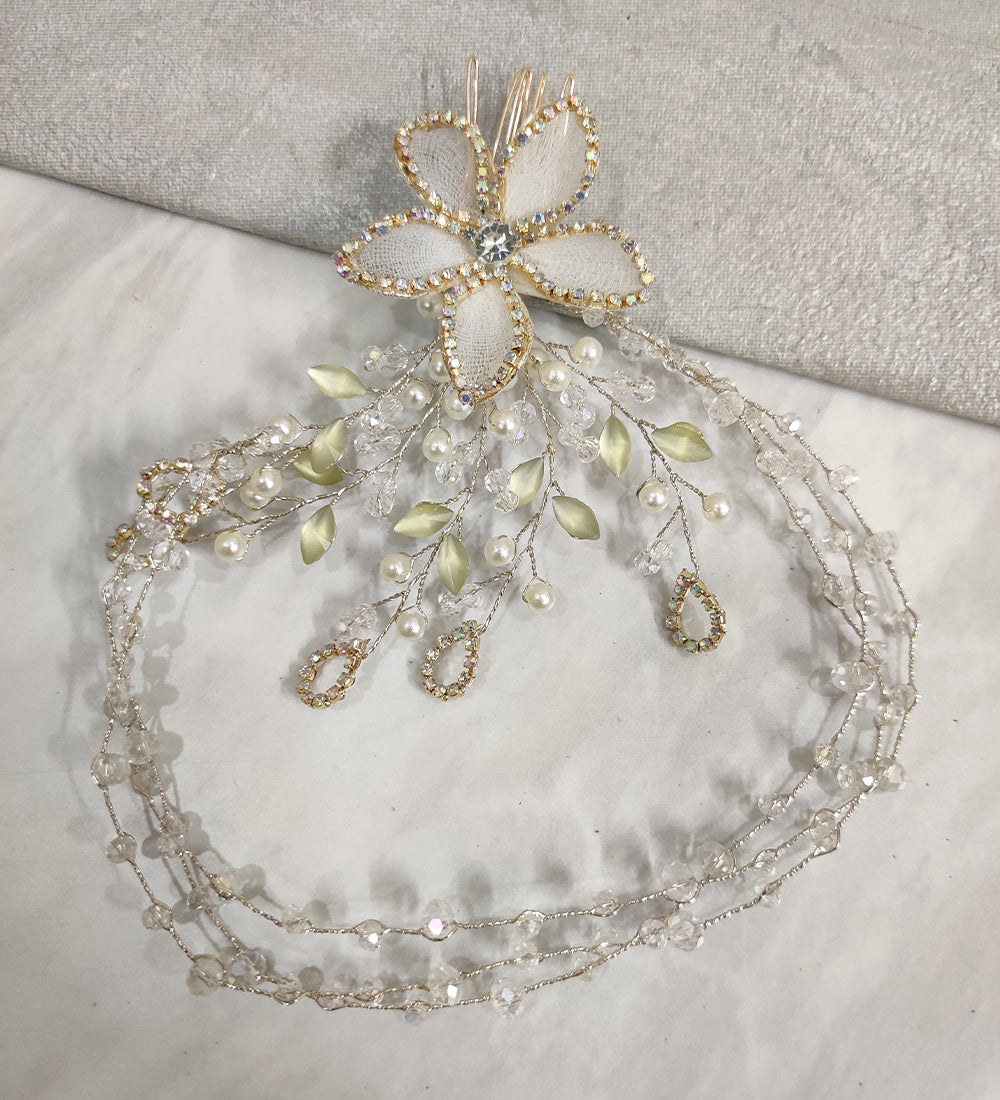 White Flower Tiara Hair Comb