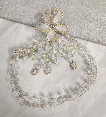 White Flower Tiara Hair Comb