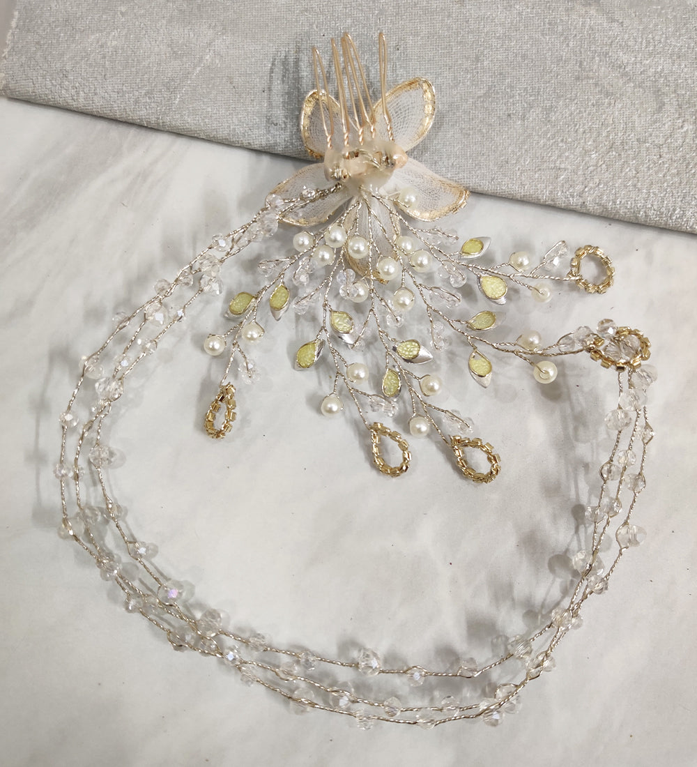 White Flower Tiara Hair Comb