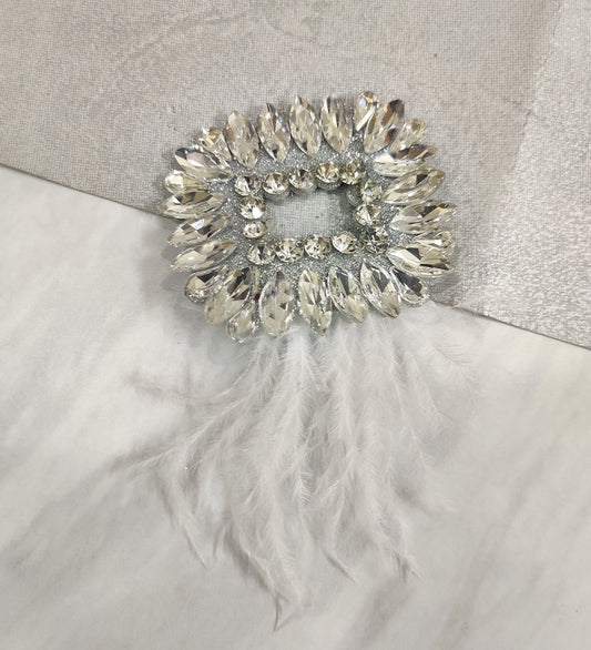 White Feather and Crystal Hair Clip